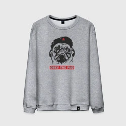 Свитшот хлопковый мужской Obey the pug, цвет: меланж