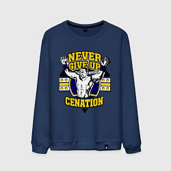 Свитшот хлопковый мужской Never Give Up: Cenation, цвет: тёмно-синий