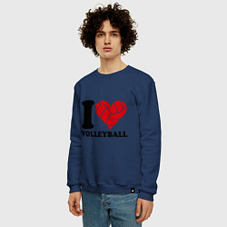 Свитшот хлопковый мужской I love volleyball - Я люблю волейбол, цвет: тёмно-синий — фото 2