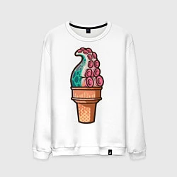 Свитшот хлопковый мужской Мороженое-осьминог, цвет: белый