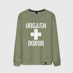 Свитшот хлопковый мужской Orgasm + donor, цвет: авокадо