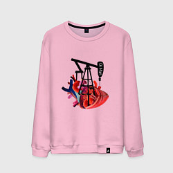 Свитшот хлопковый мужской Сердце нефтяника, цвет: светло-розовый