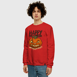 Свитшот хлопковый мужской Happy halloween, цвет: красный — фото 2