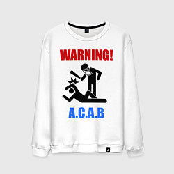 Свитшот хлопковый мужской Warning A.C.A.B, цвет: белый