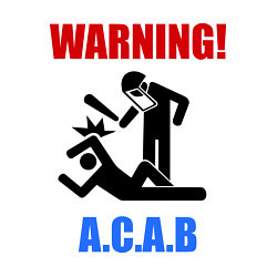 Свитшот хлопковый мужской Warning A.C.A.B, цвет: белый — фото 2