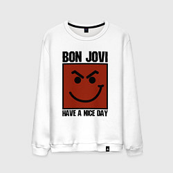 Свитшот хлопковый мужской Bon Jovi: Have a nice day, цвет: белый