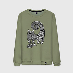 Свитшот хлопковый мужской Кот3, цвет: авокадо