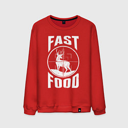 Свитшот хлопковый мужской FAST FOOD олень в прицеле, цвет: красный