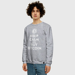 Свитшот хлопковый мужской Keep Calm & Buy Bitcoin, цвет: меланж — фото 2