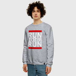 Свитшот хлопковый мужской Run Толя Run, цвет: меланж — фото 2