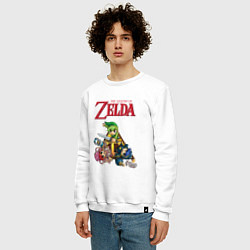 Свитшот хлопковый мужской Zelda: Tri force heroes, цвет: белый — фото 2