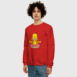 Свитшот хлопковый мужской Гомер на пончике, цвет: красный — фото 2