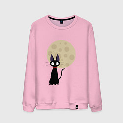 Свитшот хлопковый мужской Лунный кот, цвет: светло-розовый