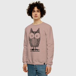 Свитшот хлопковый мужской Owl grafic, цвет: пыльно-розовый — фото 2