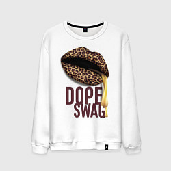 Свитшот хлопковый мужской Dope SWAG Lips, цвет: белый