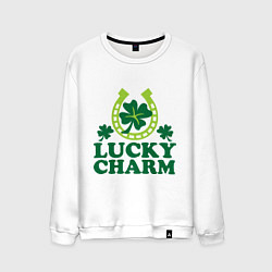Свитшот хлопковый мужской Lucky charm - подкова, цвет: белый
