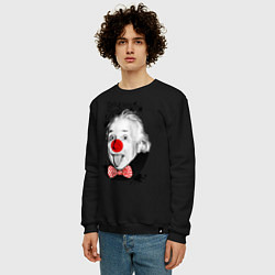 Свитшот хлопковый мужской Альберт Эйнштейн клоун, цвет: черный — фото 2