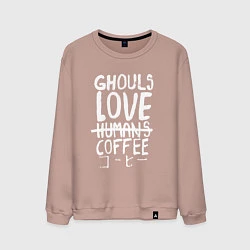 Свитшот хлопковый мужской Ghouls Love Coffee, цвет: пыльно-розовый