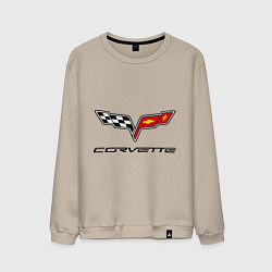 Свитшот хлопковый мужской Chevrolet corvette, цвет: миндальный