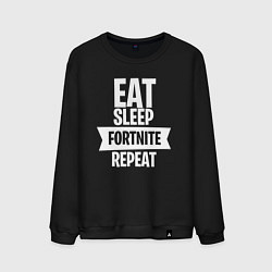Свитшот хлопковый мужской Eat Sleep Fortnite Repeat, цвет: черный