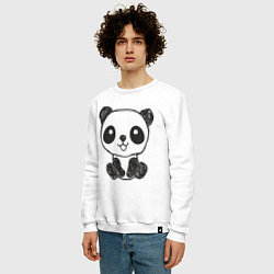 Свитшот хлопковый мужской Малыш панда, цвет: белый — фото 2