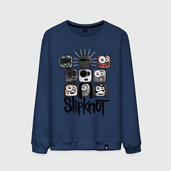 Свитшот хлопковый мужской Slipknot Masks, цвет: тёмно-синий