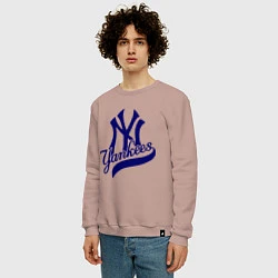 Свитшот хлопковый мужской NY - Yankees, цвет: пыльно-розовый — фото 2