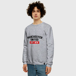 Свитшот хлопковый мужской FC Manchester United Est. 1878, цвет: меланж — фото 2