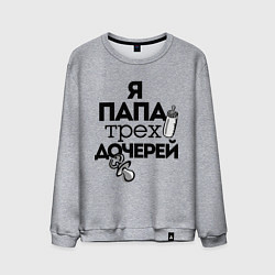 Свитшот хлопковый мужской Папа трех дочерей, цвет: меланж