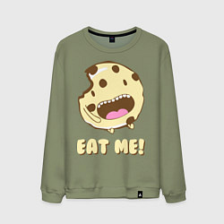 Свитшот хлопковый мужской Cake: Eat me!, цвет: авокадо