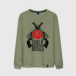 Свитшот хлопковый мужской Guns n Roses: guns, цвет: авокадо