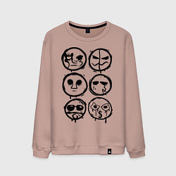 Свитшот хлопковый мужской HU Masks, цвет: пыльно-розовый