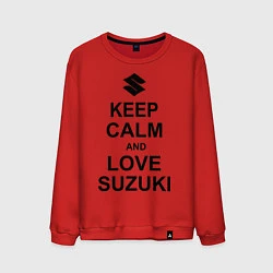 Свитшот хлопковый мужской Keep Calm & Love Suzuki, цвет: красный