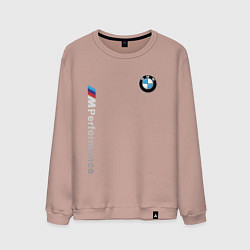 Свитшот хлопковый мужской BMW M PERFORMANCE БМВ, цвет: пыльно-розовый