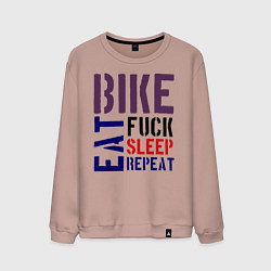 Свитшот хлопковый мужской Bike eat sleep repeat, цвет: пыльно-розовый