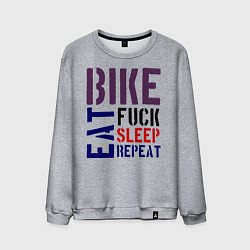 Свитшот хлопковый мужской Bike eat sleep repeat, цвет: меланж