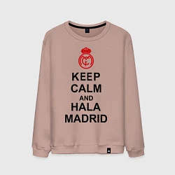 Свитшот хлопковый мужской Keep Calm & Hala Madrid, цвет: пыльно-розовый