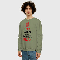 Свитшот хлопковый мужской Keep Calm & Forza Milan, цвет: авокадо — фото 2