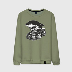 Свитшот хлопковый мужской Акула на Тойоте, цвет: авокадо