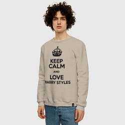 Свитшот хлопковый мужской Keep Calm & Love Harry Styles, цвет: миндальный — фото 2