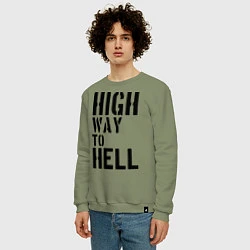 Свитшот хлопковый мужской High way to hell, цвет: авокадо — фото 2