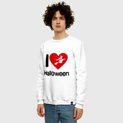 Свитшот хлопковый мужской I love halloween (Я люблю хэллоуин), цвет: белый — фото 2