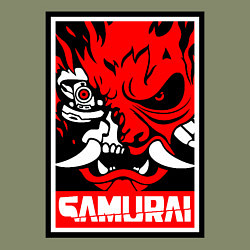 Свитшот хлопковый мужской Cyberpunk 2077: Samurai Poster, цвет: авокадо — фото 2