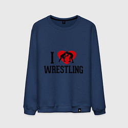 Свитшот хлопковый мужской I love wrestling, цвет: тёмно-синий