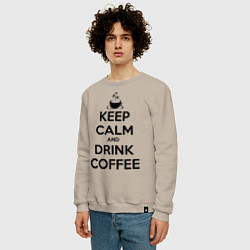 Свитшот хлопковый мужской Keep Calm & Drink Coffee, цвет: миндальный — фото 2