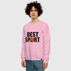 Свитшот хлопковый мужской Лучший спорт баскетбол, цвет: светло-розовый — фото 2