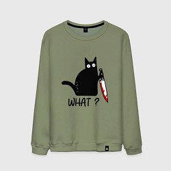Свитшот хлопковый мужской What cat, цвет: авокадо