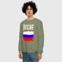 Свитшот хлопковый мужской Бокс Россия, цвет: авокадо — фото 2