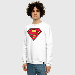 Свитшот хлопковый мужской Superman logo, цвет: белый — фото 2