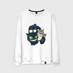 Свитшот хлопковый мужской Tardis Totoro, цвет: белый